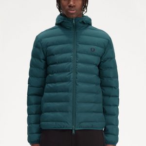 Piumino Verde in Nylon con Cappuccio Fred Perry